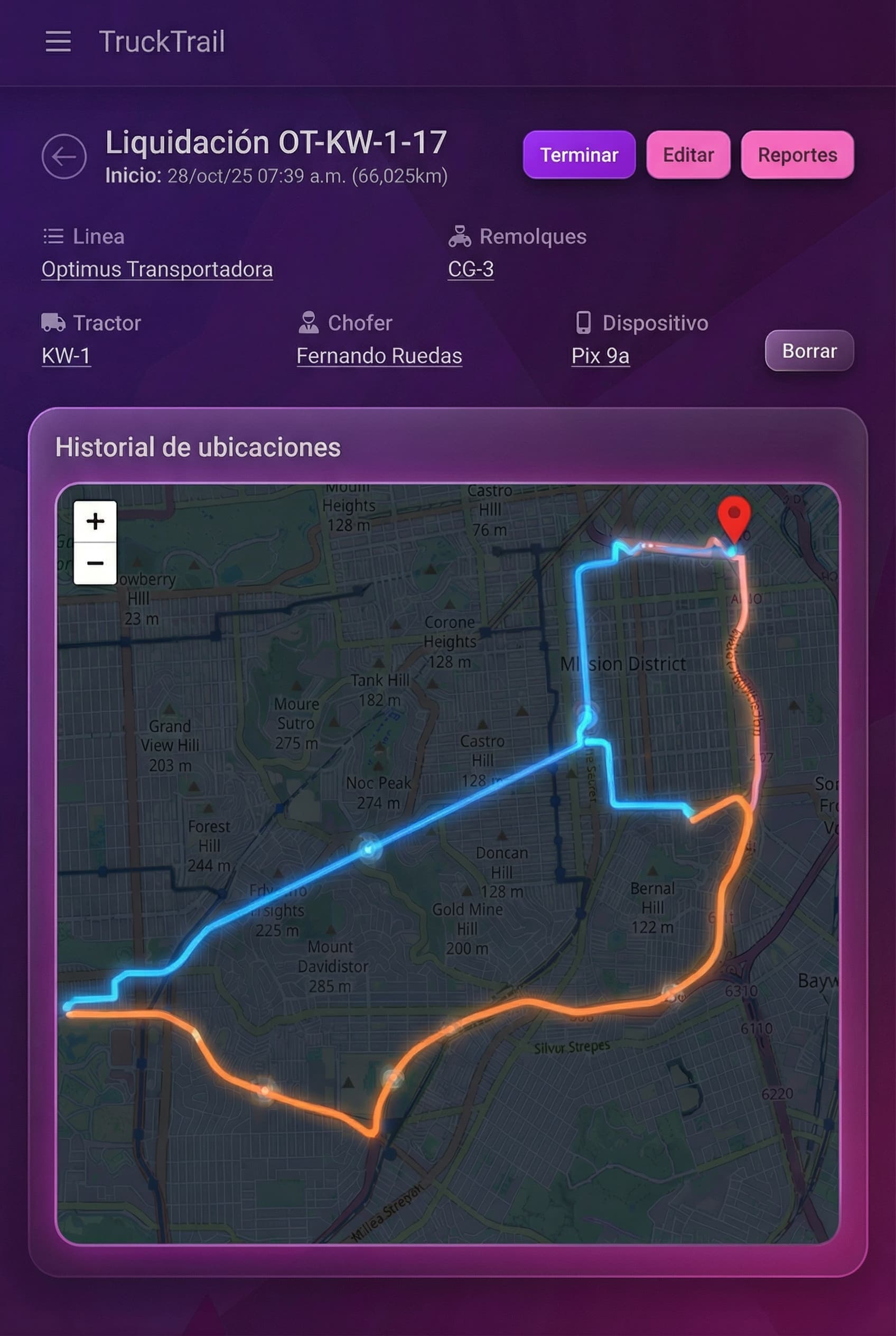 TruckTrail Web App Dashboard